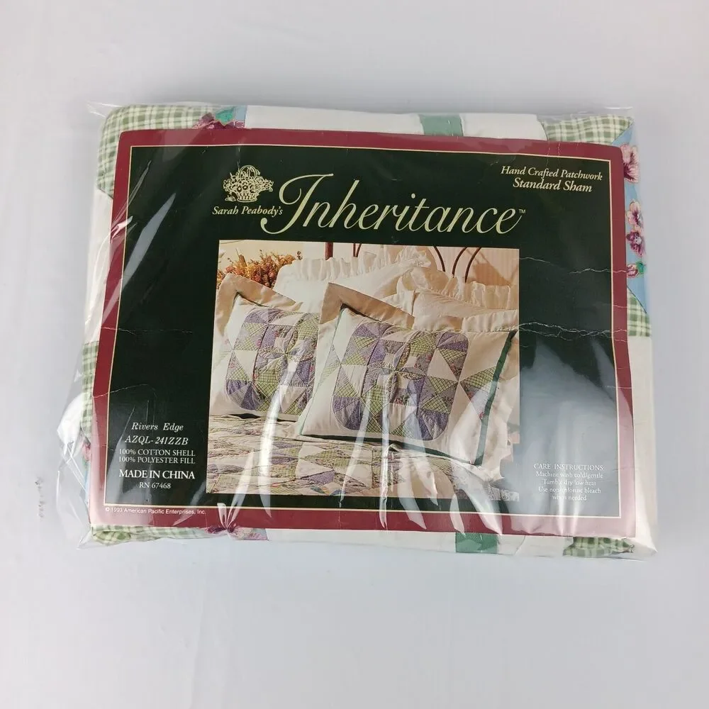 90's Sarah Peabody's Inheritance Standard Sham Hand Quilted Rivers Edge Cotton